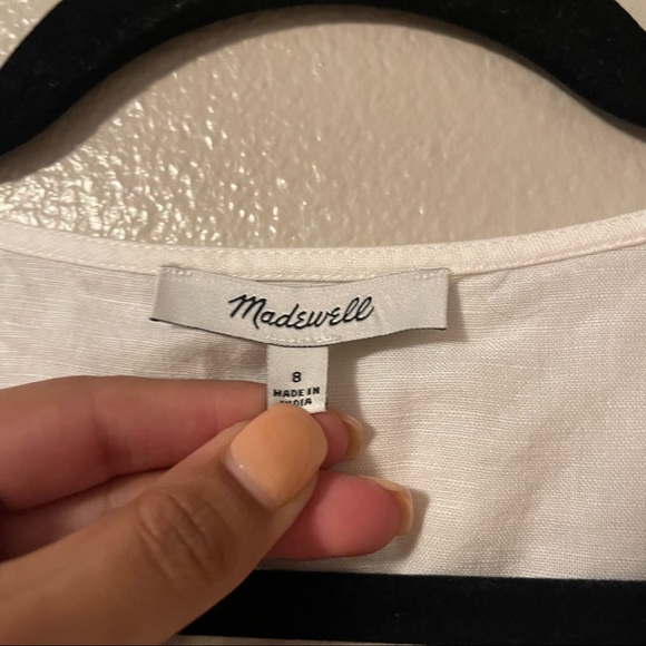 MADEWELL Linen Blend Button-Waist Wrap Midi Dress - Picture 6 of 9